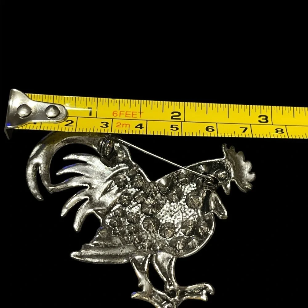 Beautiful Black and Gold Rooster Brooch